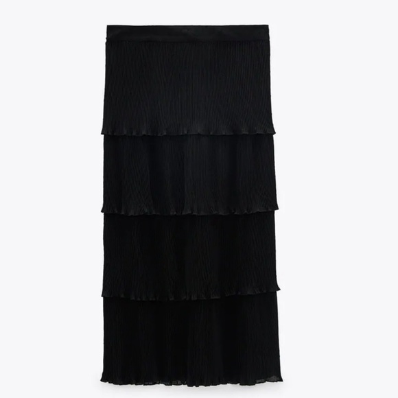 Zara | Ruffled Swiss Dotted Midi Mesh Skirt XS NWT - Picture 5 of 10